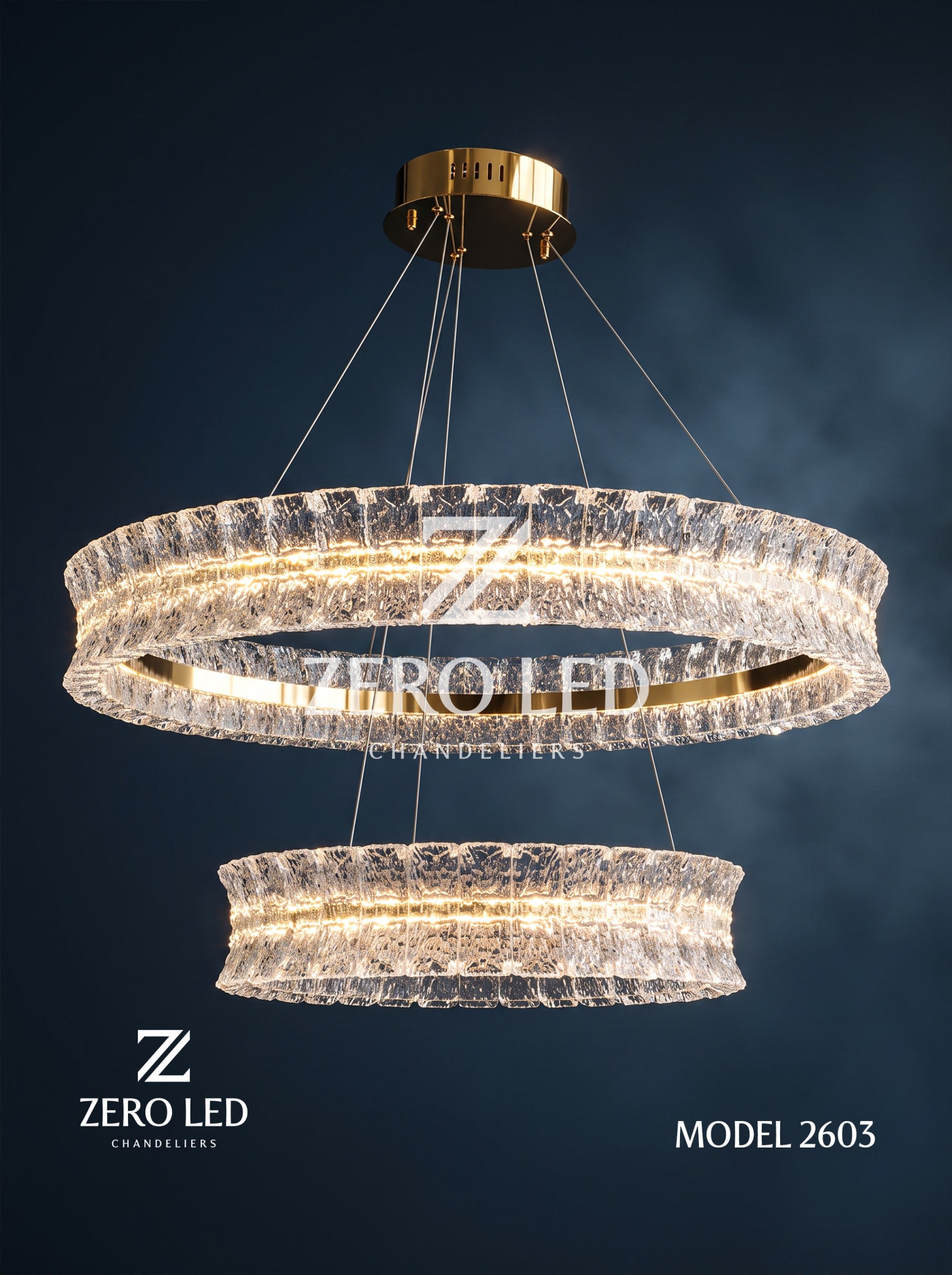 Ikki qavatli dumaloq muz kristalli ZERO LED Model 2603 qandili