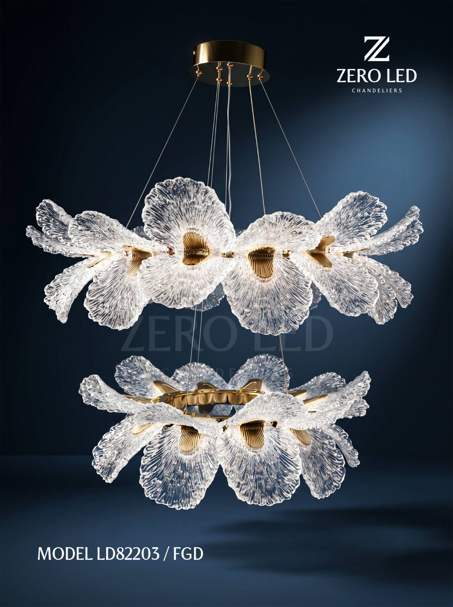 Ikki qavatli shaffof gulli ZERO LED Model LD82203 FGD qandili